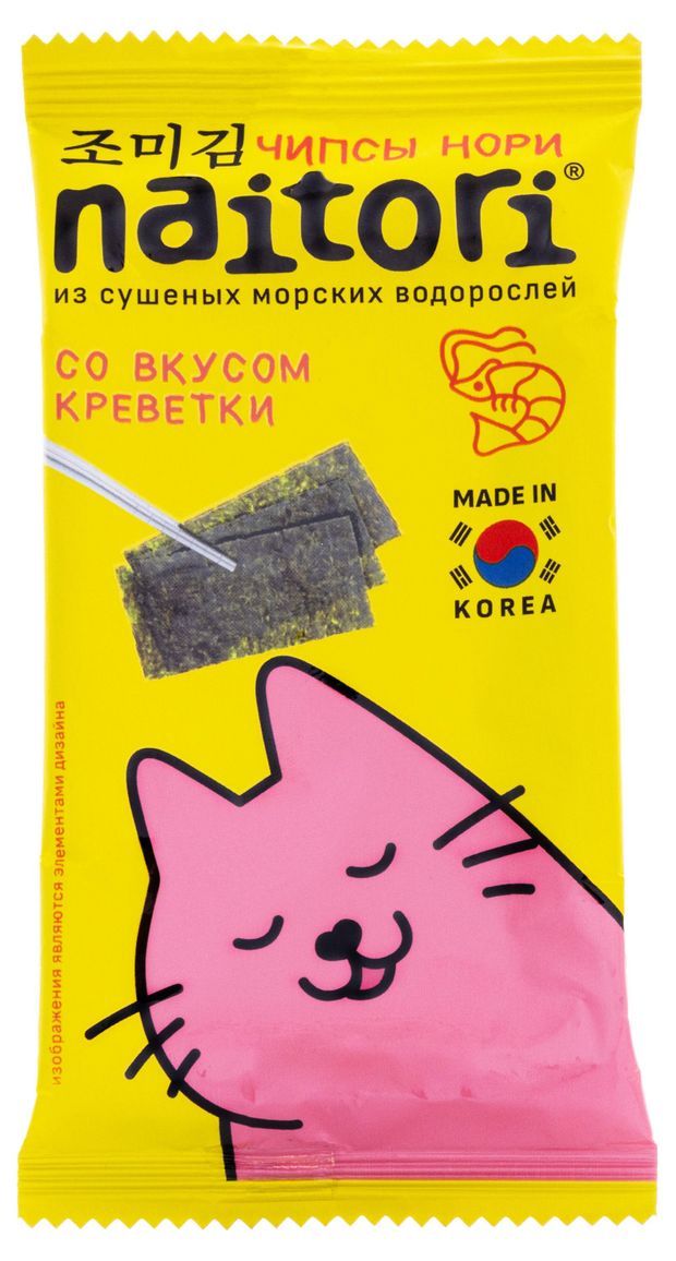 

Чипсы Naitori Нори из сушеных морских водорослей креветка 3 г