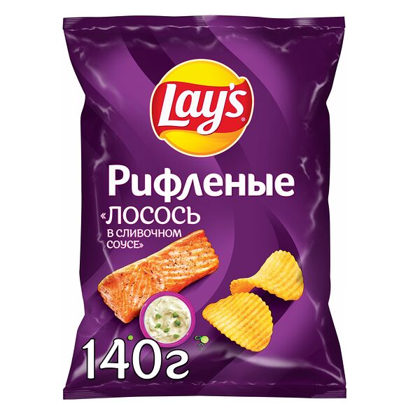 Чипсы картофельные Lay's Рифленые Сливочный лосось 140г