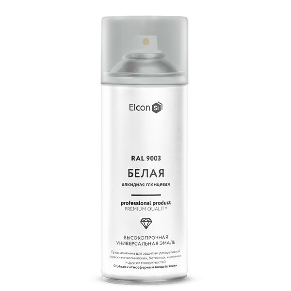 Эмаль алкидная универсальная Elcon RAL 9003, белая, глянцевая, 520 мл, аэрозоль