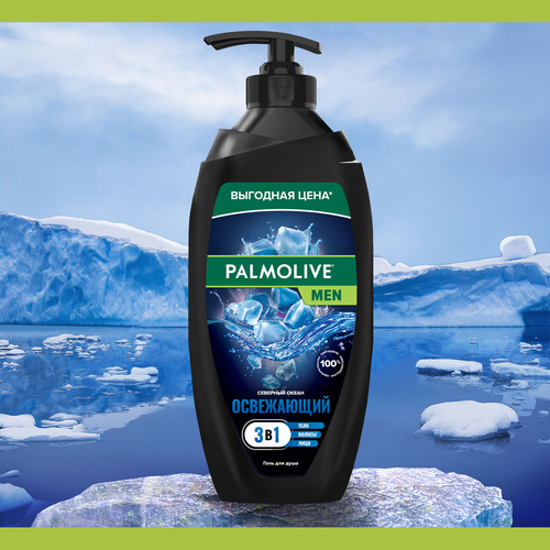 

Гель для душа и шампунь Palmolive Men Северный океан, 750 мл