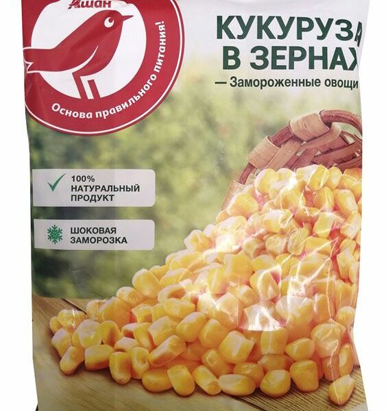 Кукуруза АШАН Красная птица в зернах замороженная