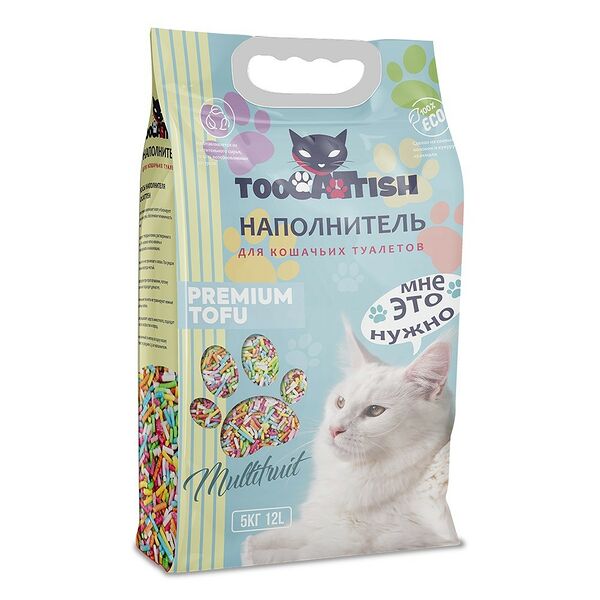 Наполнитель для кошачьего туалета TOOCATTISH растительный комкующийся Мультифрукт 12 л