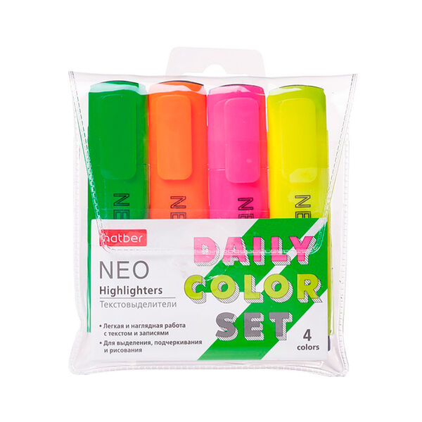 Набор текстовыделителей Hatber NEO neon 4 цв HL_062058