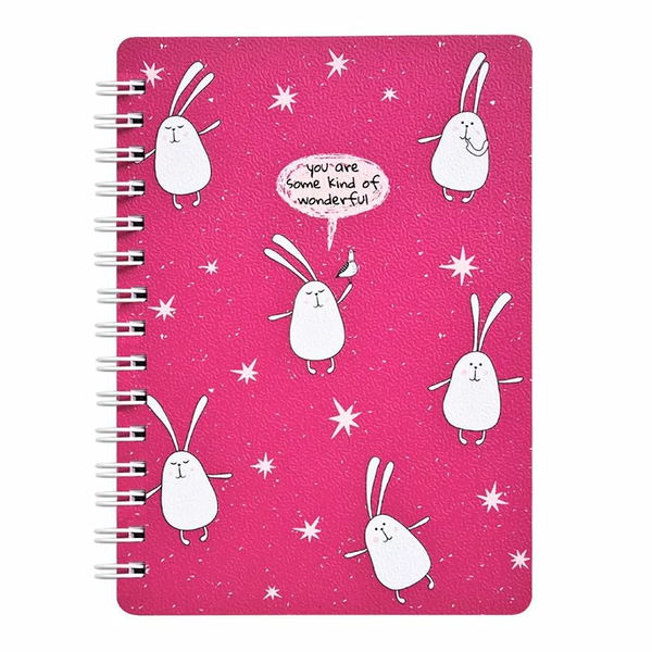 Блокнот A6 102*142 мм 80 л в клетку Bunny Be Smart спираль сбоку обл карт малиновый арт N2654