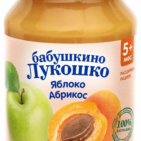 Пюре фруктовое Бабушкино лукошко яблоко и абрикос с 5 месяцев 190 г