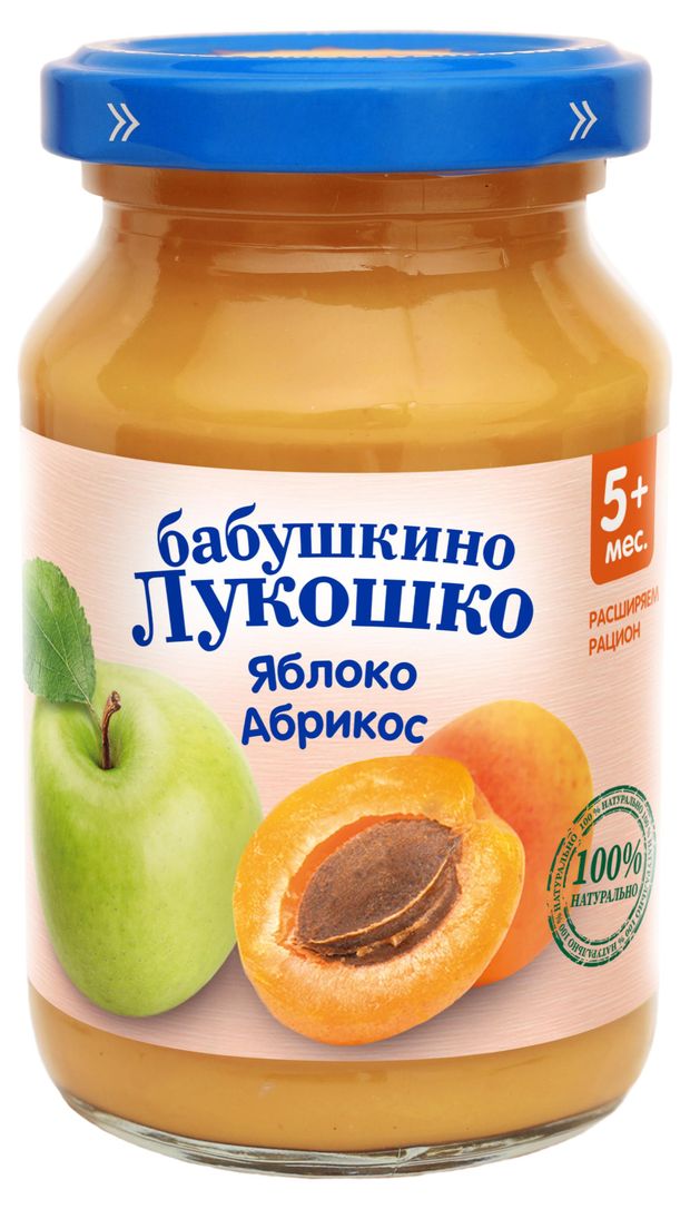 

Пюре фруктовое Бабушкино лукошко яблоко и абрикос с 5 месяцев 190 г