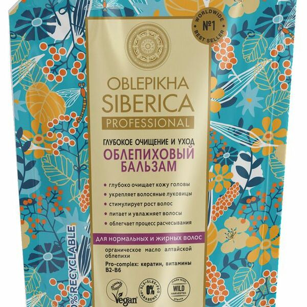 Бальзам для волос Natura Siberica Oblepikha Siberica Облепиховый для нормальных и жирных волос, 400 мл