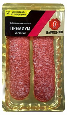 Колбаса Царицыно сервелат премиум сырокопченая нарезка, 100 г