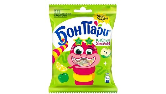Мармелад Бон Пари Кислые змейки жевательный фигурный фрукты 120 г