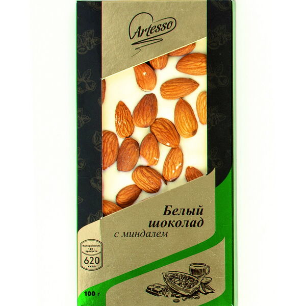 Белый шоколад Artesso с миндалем 100г