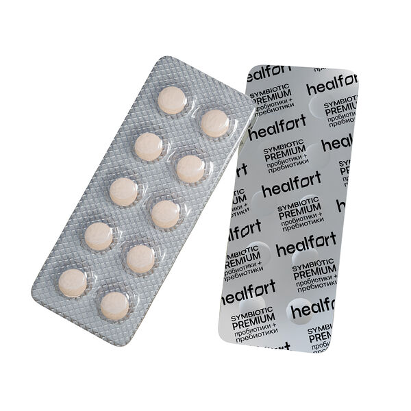 Витамины Healfort Premium SYMBIOTIC c пробиотиком и пребиотиком для кошек и собак 10 таб.