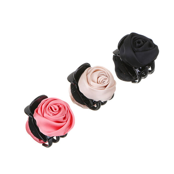 Краб для волос Всёгазин, пластик, полиэстер, 5.5см, вг22-56, 3 цвета в ассортименте, 1 шт