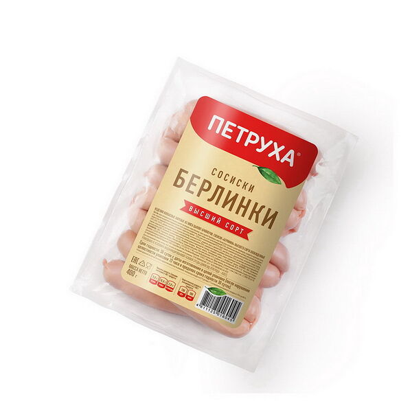 Сосиски Берлинки в/с т/ф газ г/я 0,4кг Охл Юнимит