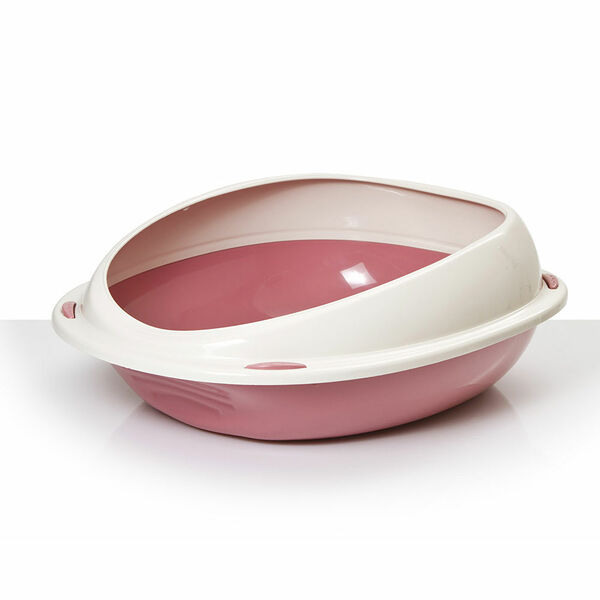 Туалет для кошек с бортиком Georplast Шаттл, 57х40х19 см, розовый