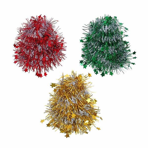 Мишура двухцветная Сноубум с формовым декором-звезды 6x200 см, пвх, 3 цвета, в ассортименте, 1 шт.