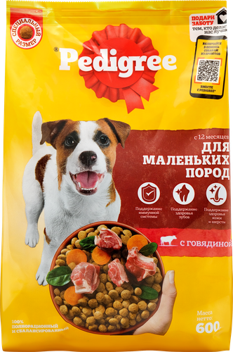 

Сухой корм Pedigree для собак маленьких пород, с говядиной 600 г