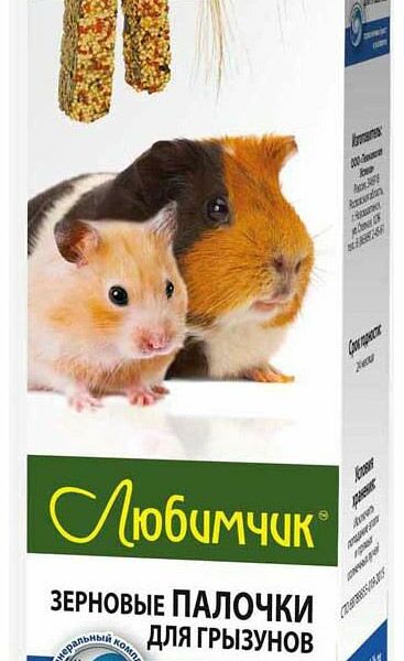 Лакомство для грызунов Любимчик зерновые палочки с витаминами и минералами 2 шт