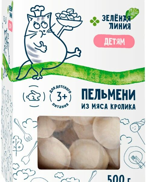 Пельмени Зеленая линия из мяса кролика 500г