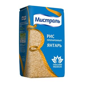 Рис пропаренный Янтарь длиннозерный Мистраль, 900 г