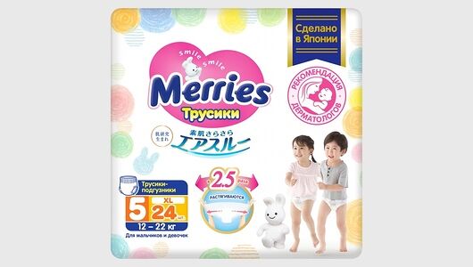 Трусики - подгузники Merries размер XL 12-22 кг 24 шт