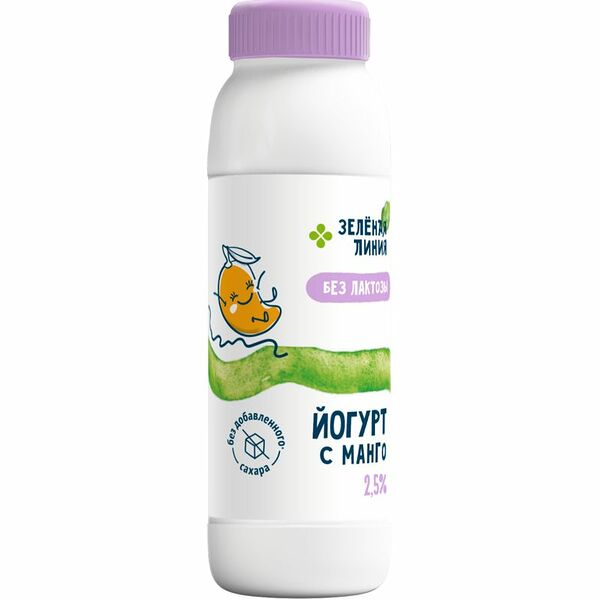 Йогурт с манго безлактозный 2.5% Зелёная Линия, 290г