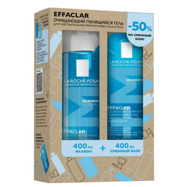 Набор La Roche-Posay Effaclar: гель очищающий для жирной кожи пенящийся 400 мл + гель сменный блок Refill 400 мл