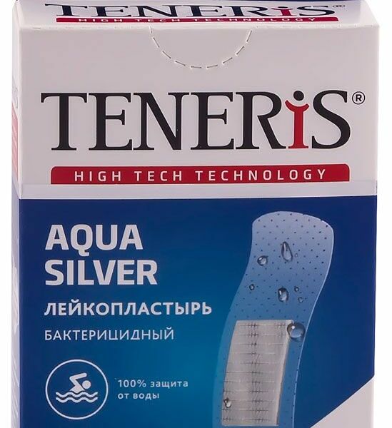 Лейкопластырь Teneris Aqua Silver бактерицидный прозрачный полимерный 20 шт.
