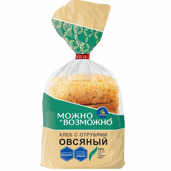 Хлеб Каравай Овсяный с отрубями, 250г