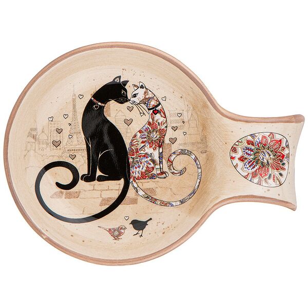 Подставка под ложку Agness Парижские коты, 15х11.5 см, керамика