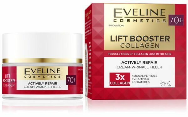 Крем-корректор морщин Еveline Lift booster collagen восстанавливающий 70+ день/ночь
