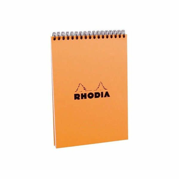 Блокнот А4 210*297 мм 80 л в клетку Rhodia Clairefontaine спираль сверху обл карт оранжевый арт 18500С