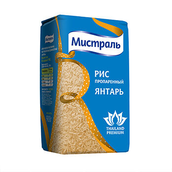 Рис пропаренный Янтарь длиннозерный Мистраль, 900 г