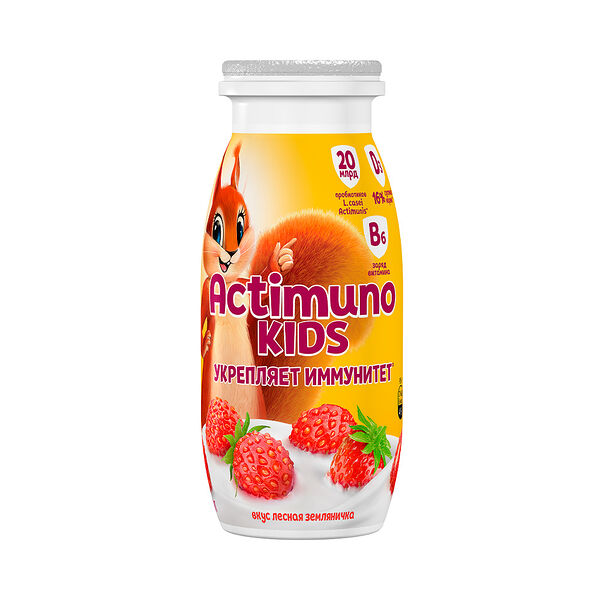 Продукт кисломол обог лактобактериями L.CASEI и вит B6 и D3 со вк лесной земляники Лесная земляничка для пит детей дошкол и школ возраста 1,5% 95г