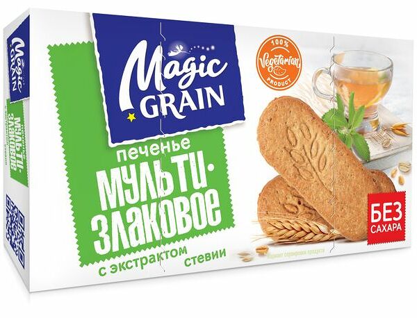 Печенье мультизлаковое Magic Grain с экстрактом стевии 150 г