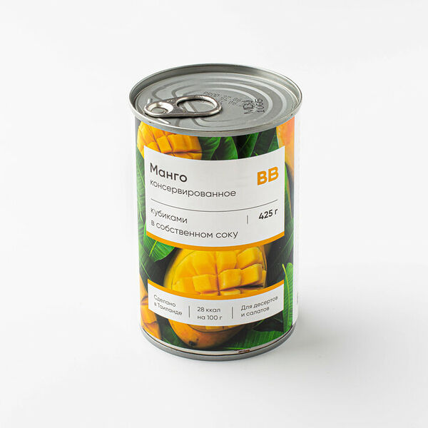Манго консервированное кубиками в собственном соку