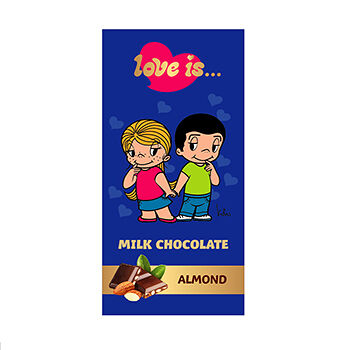 Шоколад молочный «Love is...» с дробленым миндалем 