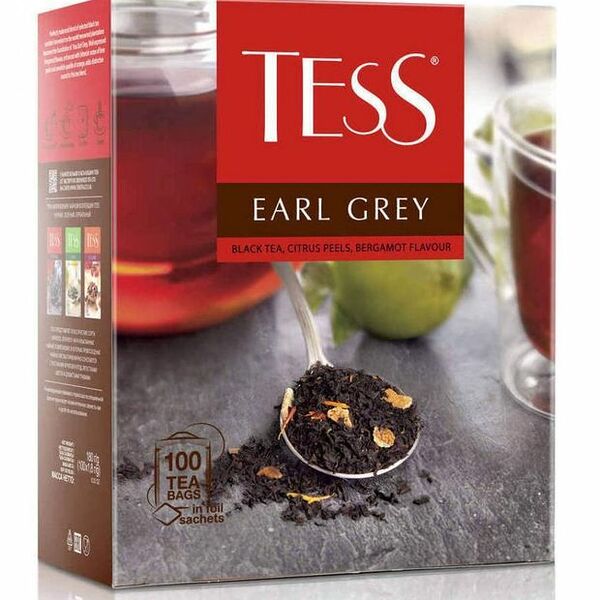 Tess Earl Grey черный чай с цедрой лимона в пакетиках 100пак, 180г