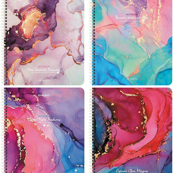 Тетрадь BRAUBERG Мрамор, А5, 96 листов, на гребне, в клетку, Арт. 404422 в ассортименте