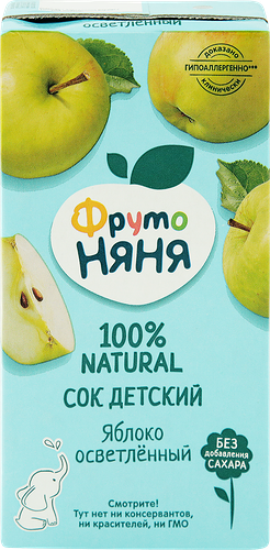 Сок ФрутоНяня Яблоко осветленный без сахара, с 3 лет, 500 мл