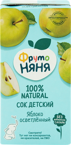 

Сок ФрутоНяня Яблоко осветленный без сахара с 3 лет 500 мл