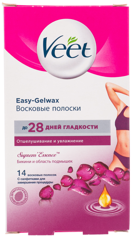 

Полоски восковые Veet Easy-Gelwax с бархатной розой и эфирными маслами 14 шт.
