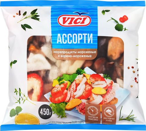 

Ассорти из морепродуктов Vici сыро-мороженое 450 г