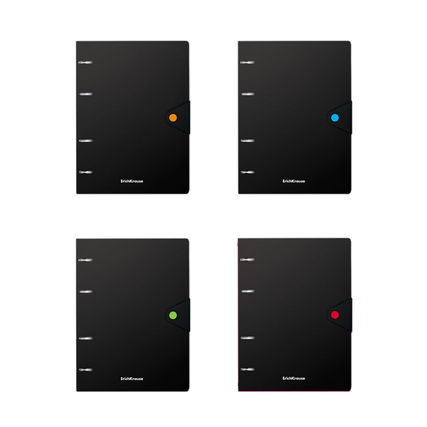 Тетрадь ERICHKRAUSE Accent, А5, 80 листов, в клетку, на кнопке, на кольцах, в ассортименте, Арт. 51429