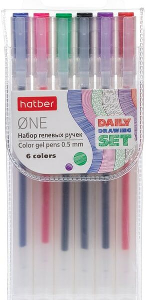Набор ручек Hatber One гелевые 0.5мм 6 цветов