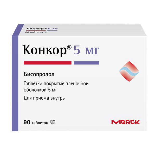 Конкор таблетки 5 мг 90 шт