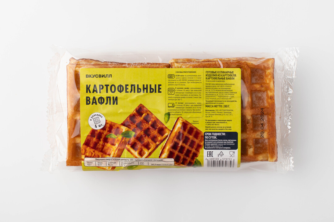 

Картофельные вафли, заморозка 280 г