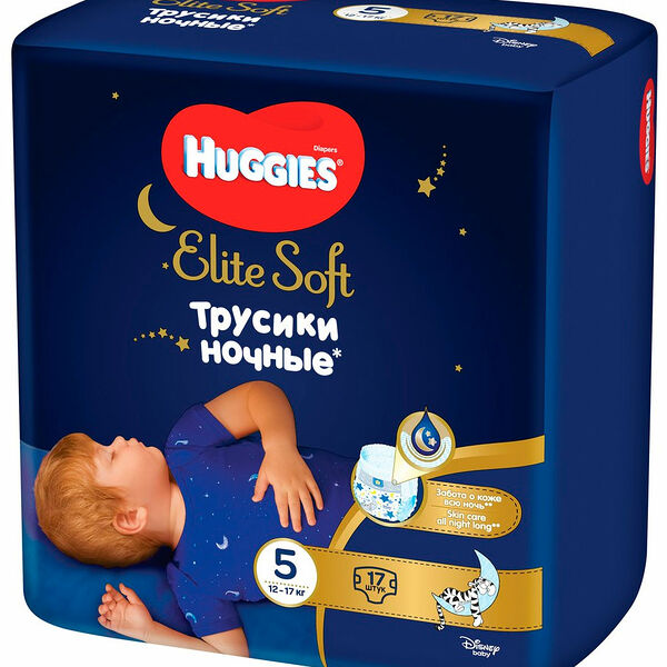 Трусики-подгузники Huggies Elite Soft размер 5 12-17 кг 17 шт