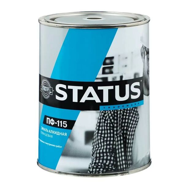 Эмаль универсальная алкидная STATUS ПФ-115 для дерева и металла, глянецевая, желтая, 0,8 кг