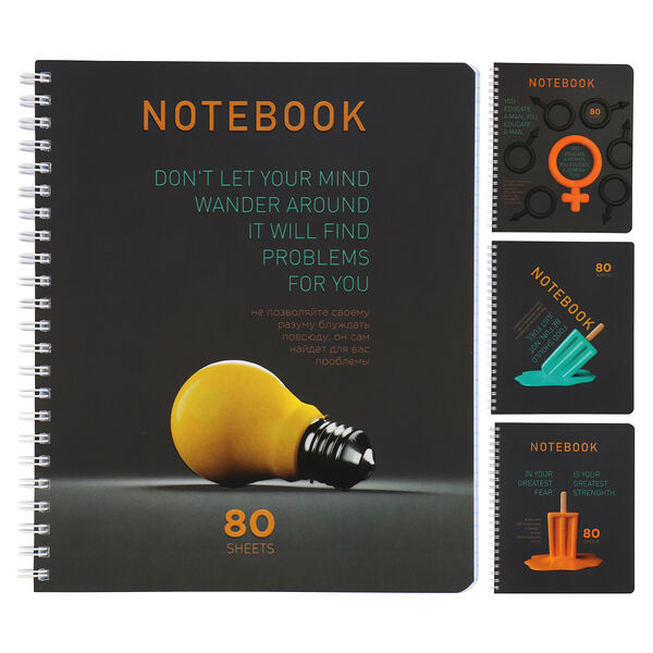 Тетрадь общая ПЗБМ Подождите,я записываю! А5,80 листов,в клетку,на гребне,1шт,Арт. 25076, в ассортименте