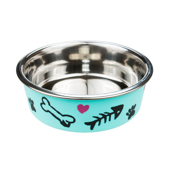 Миска металл матовый цветной с рыбками 13см